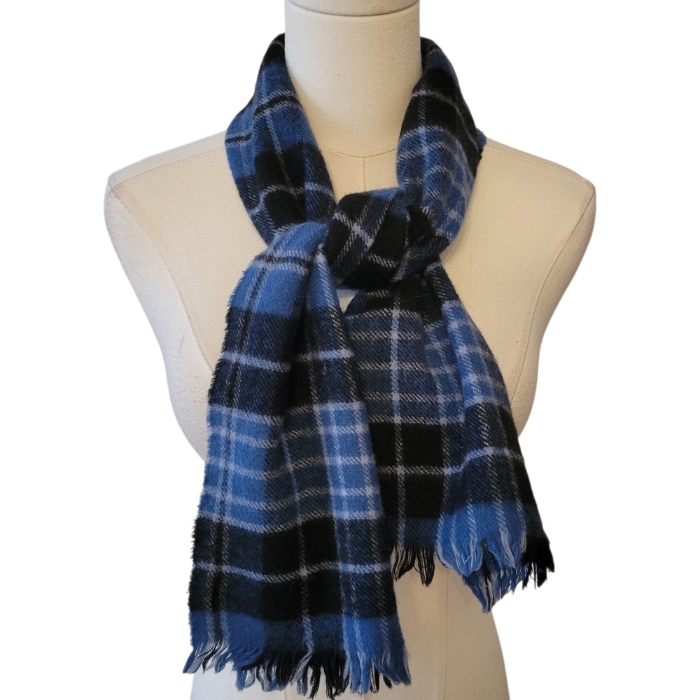 Lochcarron‎ Scottish Blue Tartan Wool Scarf
